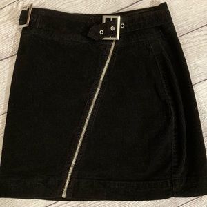 Urban Outfitters black mini Corduroy skirt with buckles and zipper size small
